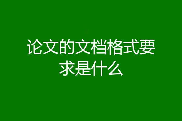 论文的文档格式要求是什么