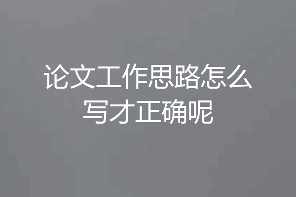 论文工作思路怎么写才正确呢