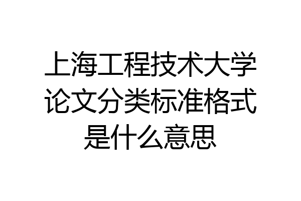 上海工程技术大学论文分类标准格式是什么意思
