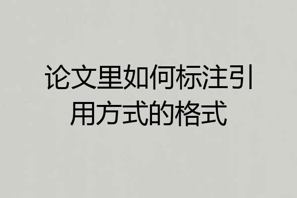 论文里如何标注引用方式的格式