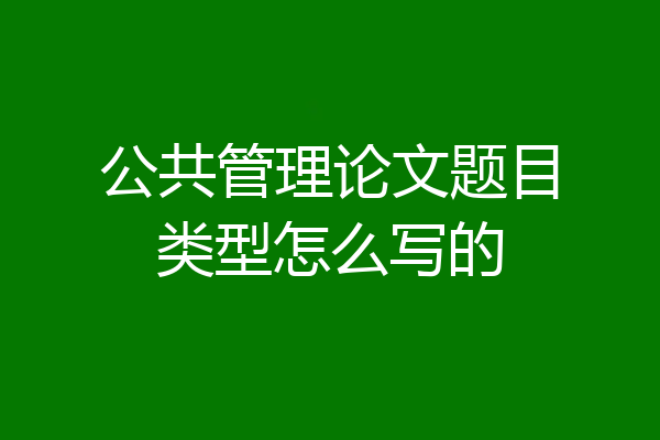 公共管理论文题目类型怎么写的