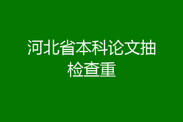 河北省本科论文抽检查重