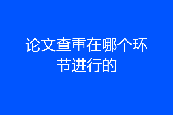 论文查重在哪个环节进行的