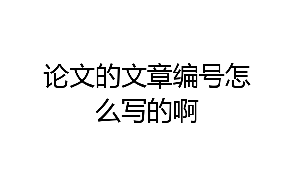 论文的文章编号怎么写的啊