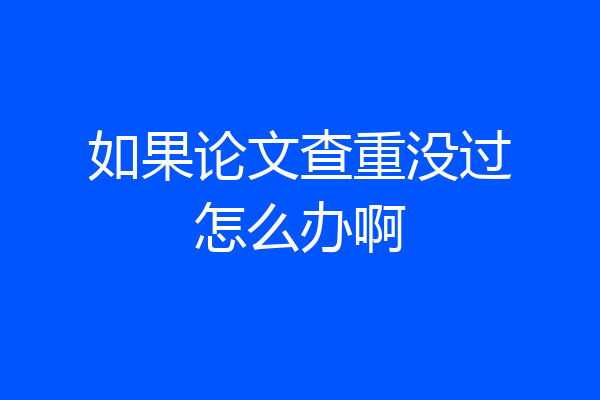 如果论文查重没过怎么办啊