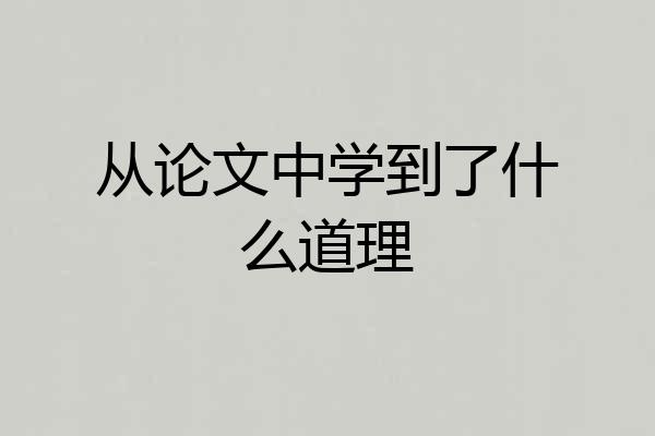 从论文中学到了什么道理