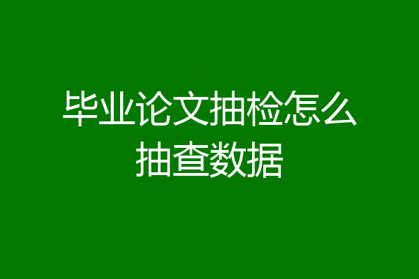 毕业论文抽检怎么抽查数据