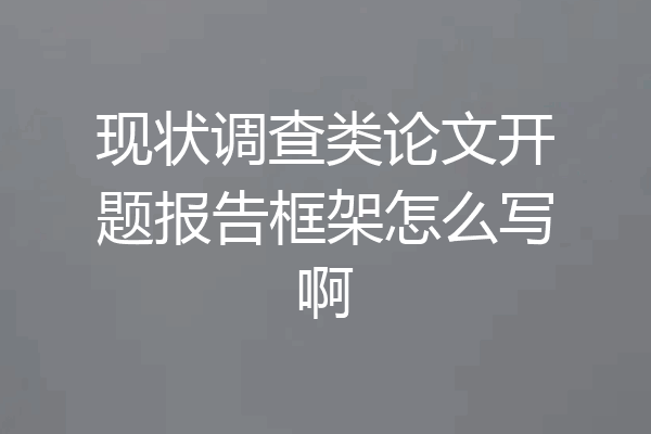 现状调查类论文开题报告框架怎么写啊