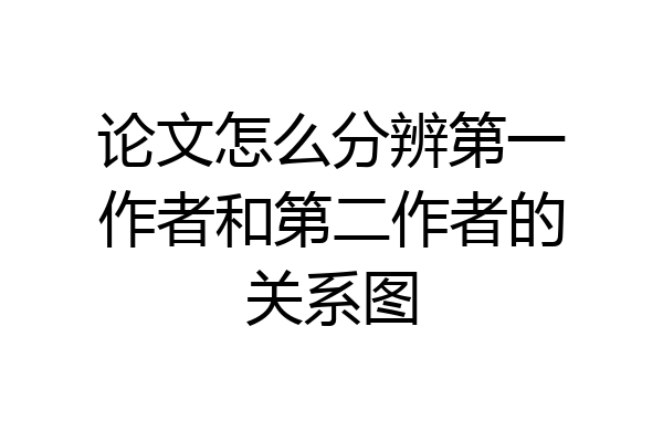 论文怎么分辨第一作者和第二作者的关系图