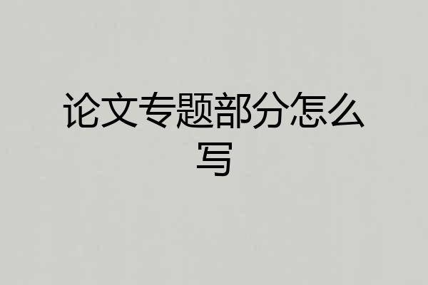 论文专题部分怎么写