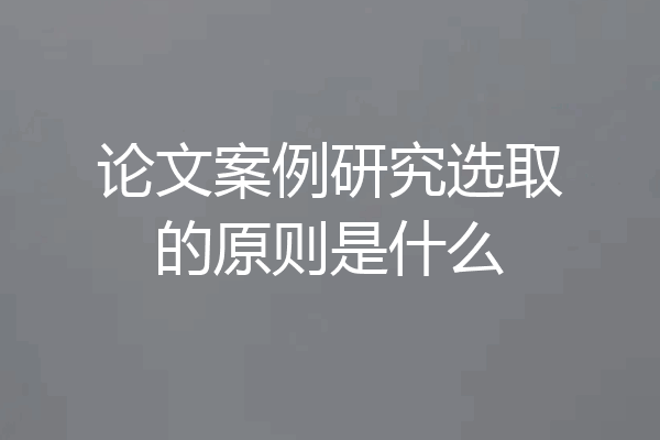 论文案例研究选取的原则是什么