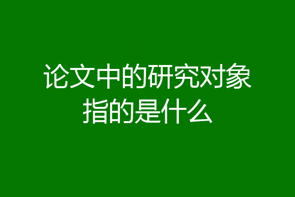 论文中的研究对象指的是什么