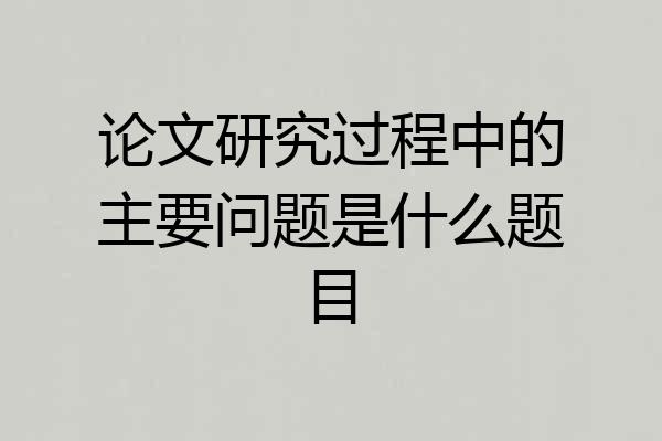 论文研究过程中的主要问题是什么题目