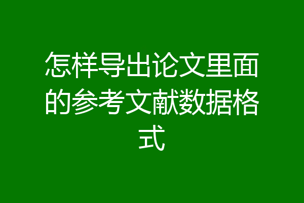 怎样导出论文里面的参考文献数据格式
