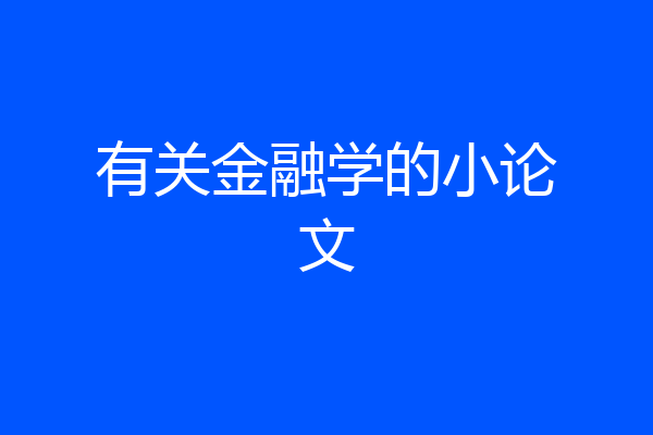有关金融学的小论文