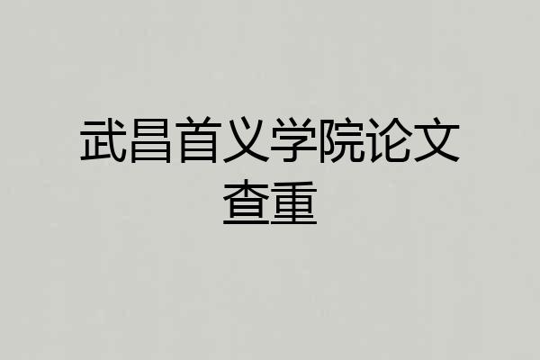 武昌首义学院论文查重