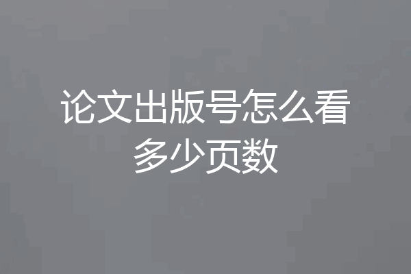 论文出版号怎么看多少页数