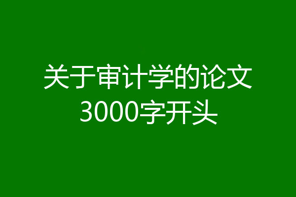 关于审计学的论文3000字开头