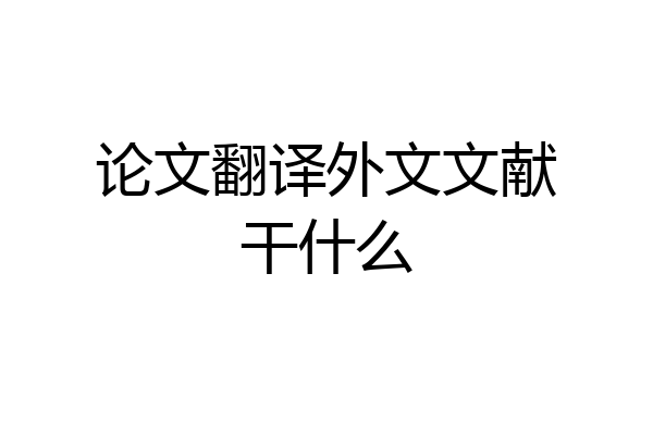 论文翻译外文文献干什么