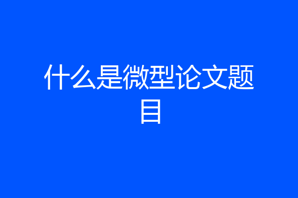 什么是微型论文题目