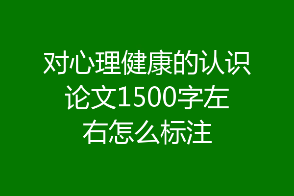 对心理健康的认识论文1500字左右怎么标注