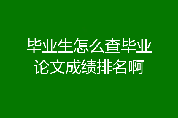 毕业生怎么查毕业论文成绩排名啊