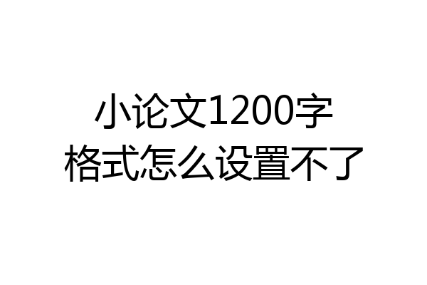 小论文1200字格式怎么设置不了