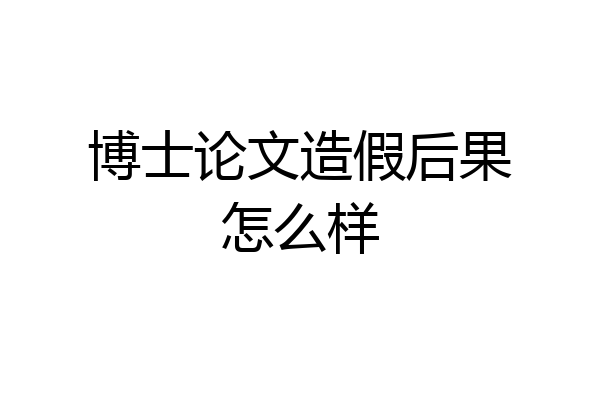 博士论文造假后果怎么样