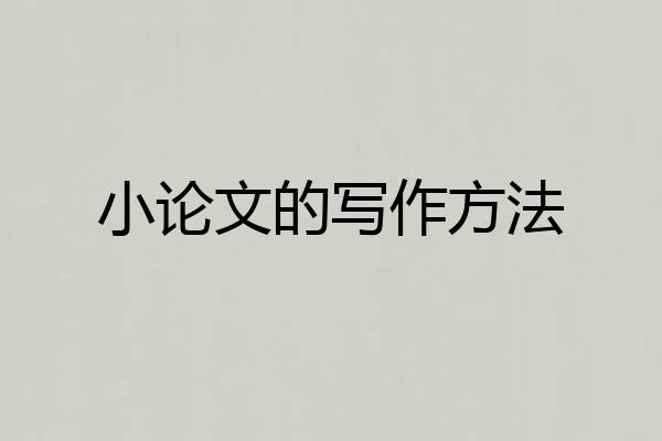 小论文的写作方法