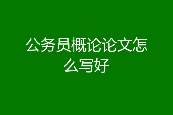 公务员概论论文怎么写好