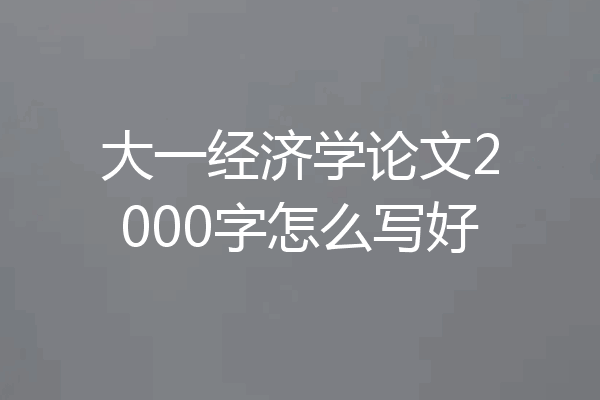 大一经济学论文2000字怎么写好