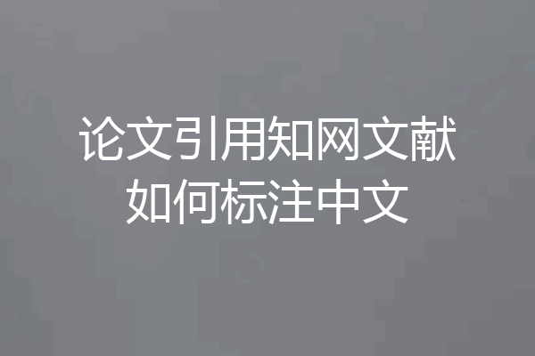 论文引用知网文献如何标注中文