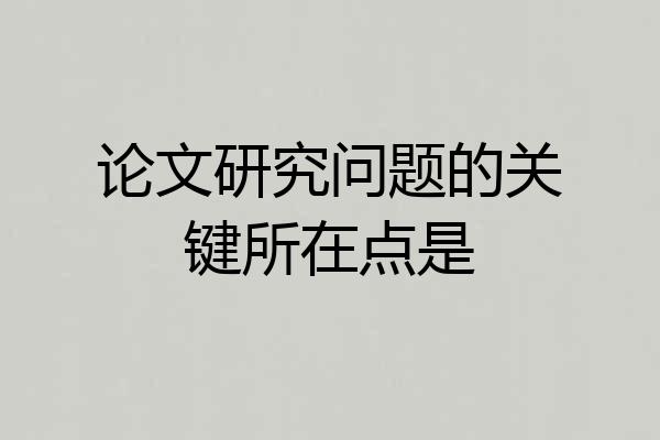 论文研究问题的关键所在点是