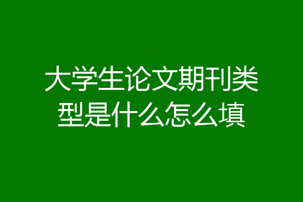大学生论文期刊类型是什么怎么填