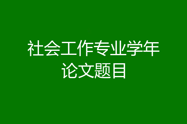 社会工作专业学年论文题目