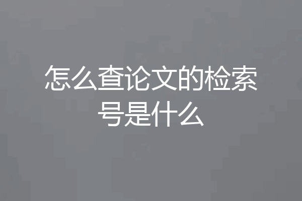 怎么查论文的检索号是什么