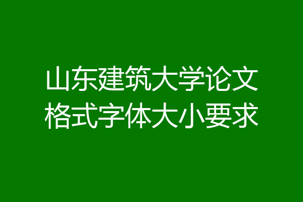 山东建筑大学论文格式字体大小要求