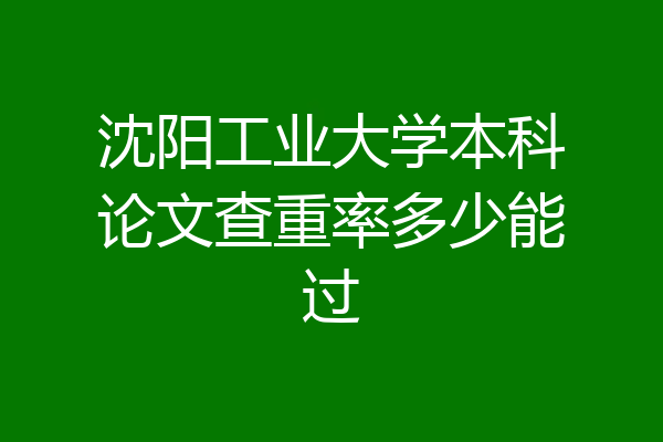 沈阳工业大学本科论文查重率多少能过