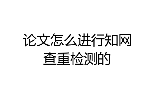论文怎么进行知网查重检测的