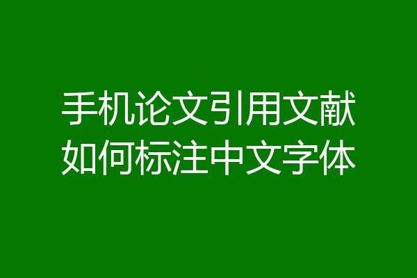 手机论文引用文献如何标注中文字体