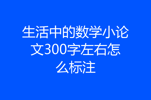生活中的数学小论文300字左右怎么标注
