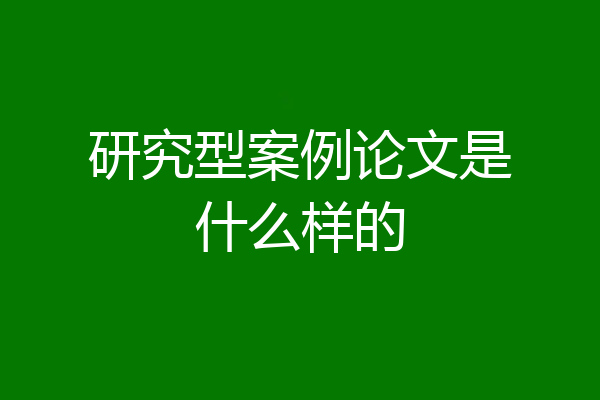 研究型案例论文是什么样的