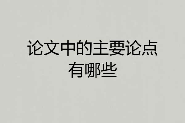 论文中的主要论点有哪些