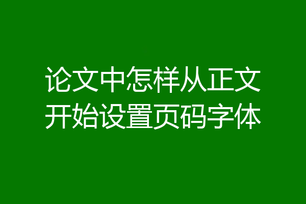 论文中怎样从正文开始设置页码字体
