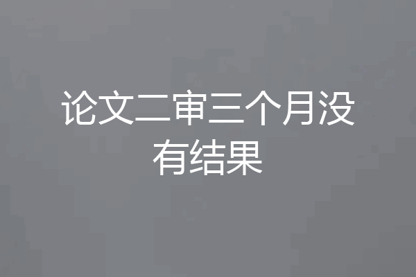 论文二审三个月没有结果