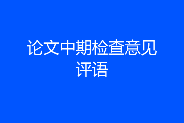 论文中期检查意见评语