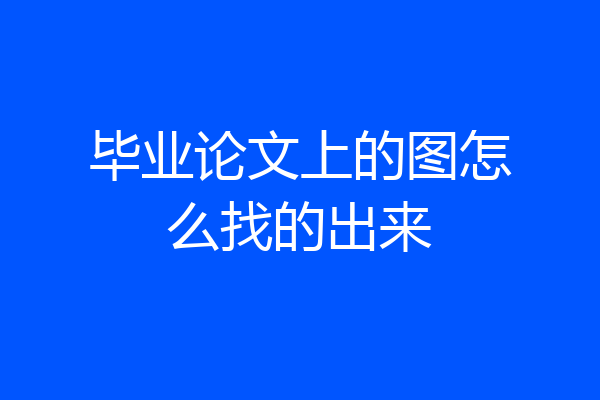 毕业论文上的图怎么找的出来