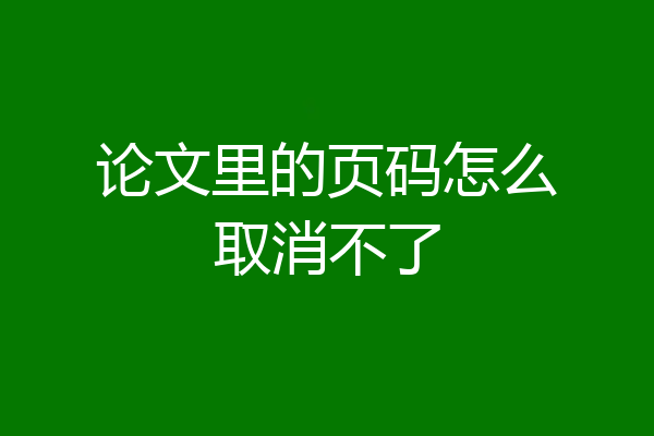 论文里的页码怎么取消不了