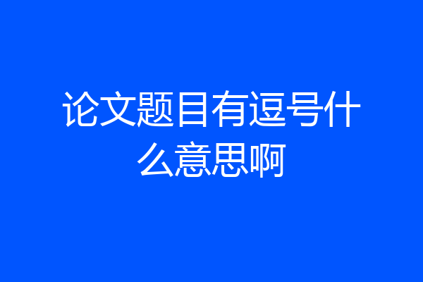 论文题目有逗号什么意思啊