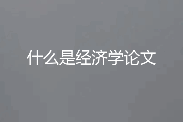 什么是经济学论文
